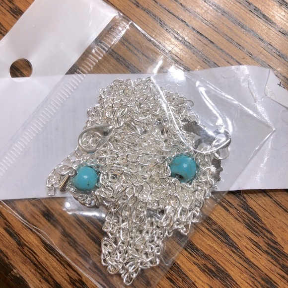 Set of 2- Boho Silver/Turquoise Barefoot Sandal Anklet - Picture 8 of 10